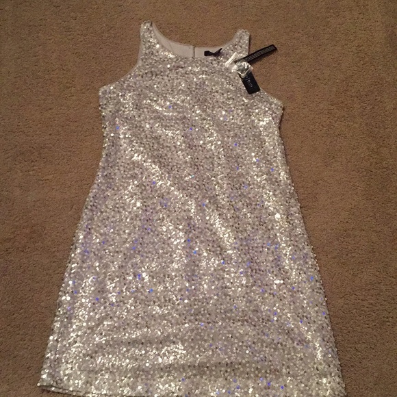 WHBM Metallic silver sequin dress - Picture 3 of 8